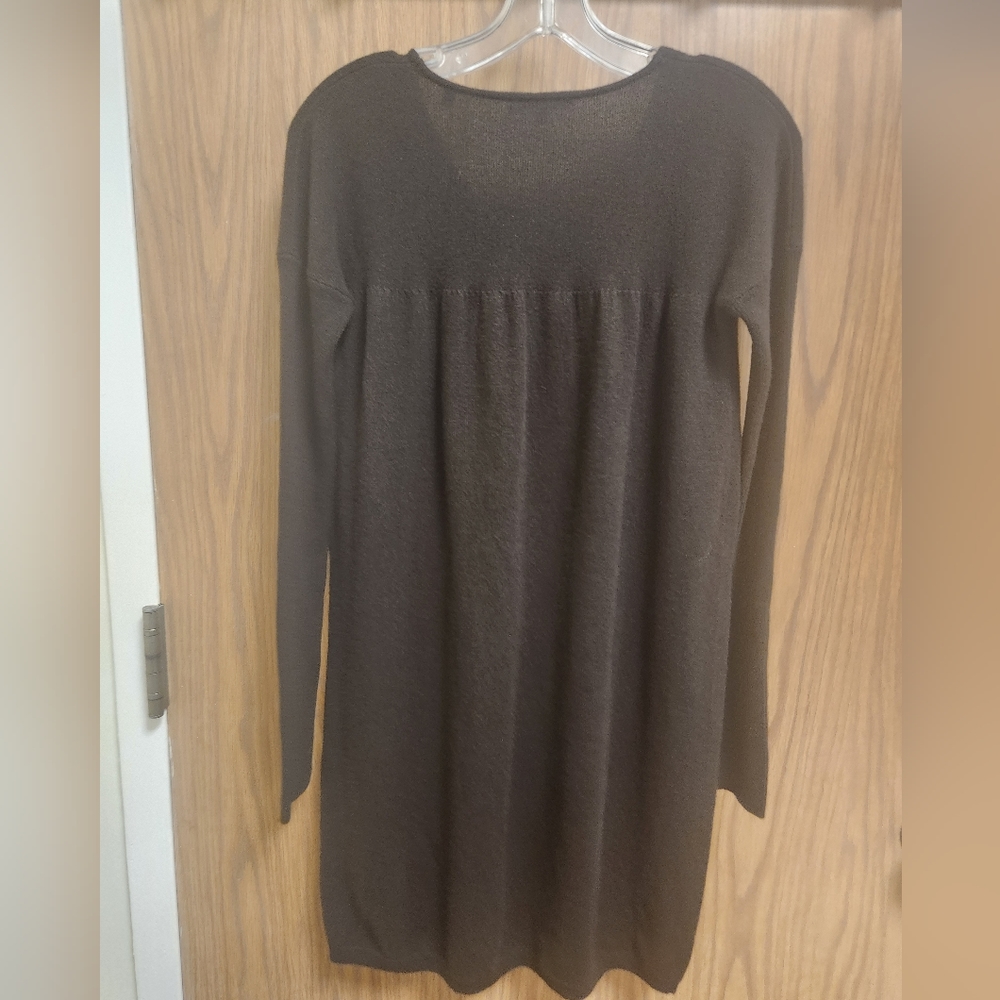 VINCE Brown Cashmere Tunic Sweater Dress V-Neck Sz M - Picture 2 of 6